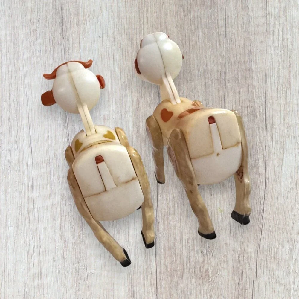 Vintage Fisher Price Wooden Farm Animals Cow Figures Chicken Farmer Lot